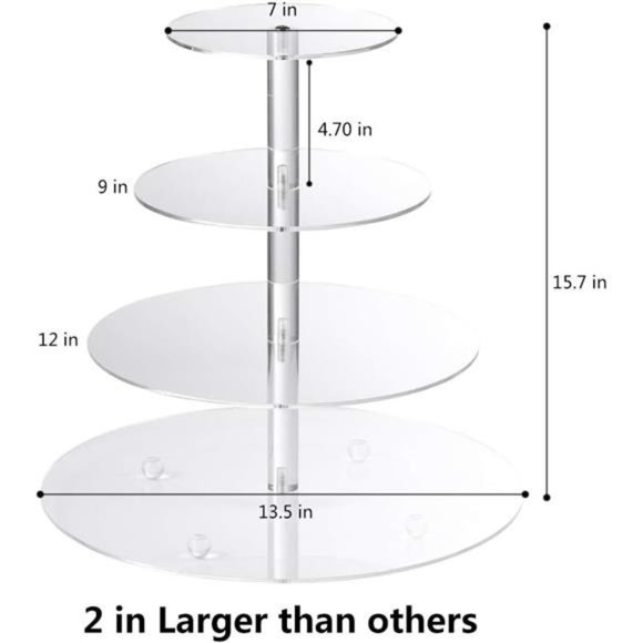 Cupcake Stand,4-Tier Round Acrylic Cupcake Display Stand Dessert Tower Stand - Picture 2 of 7